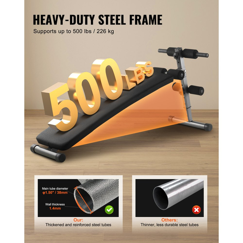 Πάγκος κοιλιακών VEVOR, πτυσσόμενος καμπύλος πάγκος κοιλιακών με 5 ρυθμιζόμενες ρυθμίσεις ύψους, ανθεκτικός χάλυβας, αντιολισθητικός σχεδιασμός, χωρητικότητα 226 κιλών για προπονήσεις γυμναστικής στο σπίτι, προπόνηση ενδυνάμωσης, ολόκληρους μύες σώματος