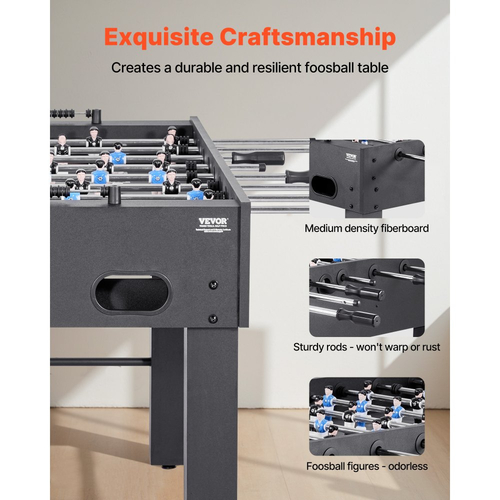 Τραπέζι ποδοσφαιράκι VEVOR, τραπέζι κανονικού μεγέθους 137 cm, τραπέζια ποδοσφαιράκι εσωτερικού χώρου πλήρους μεγέθους για το σπίτι, την οικογένεια και την αίθουσα παιχνιδιών, ανθεκτικό σετ ποδοσφαίρου, περιλαμβάνει 4 μπάλες, βάση στήριξης σκορ και 2 θήκες για ποτήρια