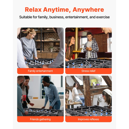 Τραπέζι ποδοσφαιράκι VEVOR, τραπέζι κανονικού μεγέθους 137 cm, τραπέζια ποδοσφαιράκι εσωτερικού χώρου πλήρους μεγέθους για το σπίτι, την οικογένεια και την αίθουσα παιχνιδιών, ανθεκτικό σετ ποδοσφαίρου, περιλαμβάνει 4 μπάλες, βάση στήριξης σκορ και 2 θήκες για ποτήρια