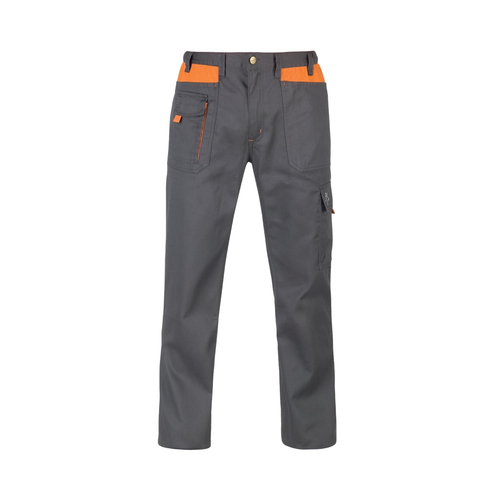Παντελόνι EVO γκρι - πορτοκαλί  Εσωτερική ελαστική μέση ρυθμιζόμενη μπροστά με κουμπί, για άνετη εφαρμογή
Θηλιές για ζώνη
. Τσέπη για μέτρο στο δεξί πόδι
. Τσέπη για κινητό στο δεξί πόδι. 
Τσέπη cargo με πτερύγιο.
ΥΛΙΚΟ 

Κύριο ύφασμα: 65% Πολυεστέρας / 3