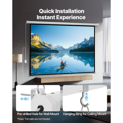 Οθόνη Προβολέα VEVOR με Μηχανοκίνητο Κινητό, Ηλεκτρική Οθόνη Προβολέα HD 1080 3048 mm 4:3, Επιτοίχιος Προβολέας με Τηλεχειριστήριο, Αυτόματη Οθόνη Ταινίας για Οικογενειακό Γραφείο, Κινηματογράφο