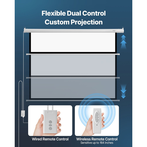 Οθόνη Προβολέα VEVOR με Μηχανοκίνητο Κινητό, Ηλεκτρική Οθόνη Προβολής 1829 mm 4:3 1080 HD, Επιτοίχιος Προβολέας με Τηλεχειριστήριο, Αυτόματη Οθόνη Ταινίας για Οικογενειακό Γραφείο, Κινηματογράφο