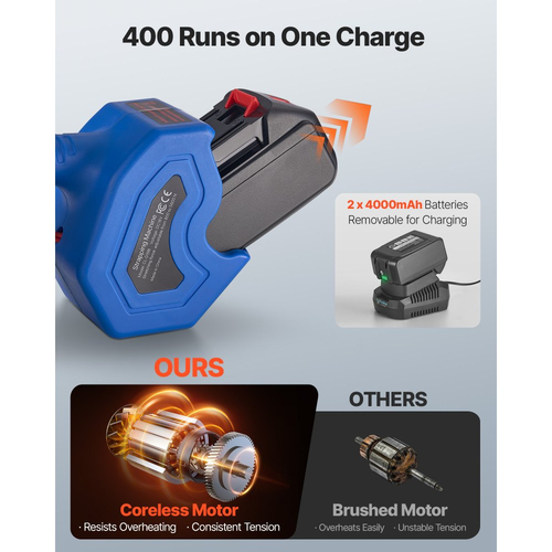 Ηλεκτρική μηχανή δεσίματος VEVOR, 2 μπαταρίες 4000mAh, Αυτόματο εργαλείο δεσίματος με ψηφιακή οθόνη για ιμάντες PET πλάτους 10-19 mm, Μηχανή τάνυσης ταινίας για συσκευασία κουτιών παλέτας