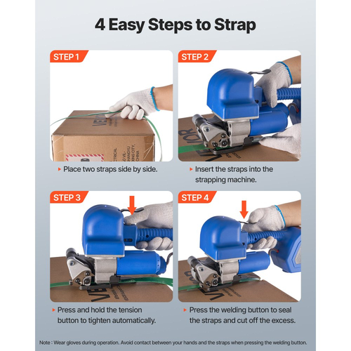 Ηλεκτρική μηχανή δεσίματος VEVOR, 2 μπαταρίες 4000mAh, Αυτόματο εργαλείο δεσίματος με ψηφιακή οθόνη για ιμάντες PET πλάτους 10-19 mm, Μηχανή τάνυσης ταινίας για συσκευασία κουτιών παλέτας