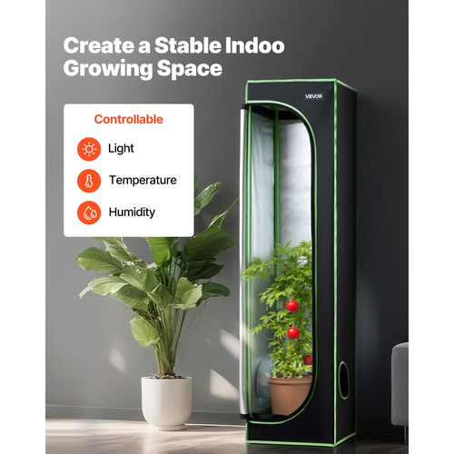 Σκηνή Εσωτερικής Καλλιέργειας VEVOR, 40 x 40 x 160 cm, 600D Υψηλής Ανακλαστικότητας Mylar, Σκηνή Εσωτερικών Φυτών με Παράθυρο Παρατήρησης, Δίσκο Δαπέδου & Φερμουάρ, Βαρέως Τύπου Σκηνές Καλλιέργειας για Φρούτα και Άνθη Λαχανικών