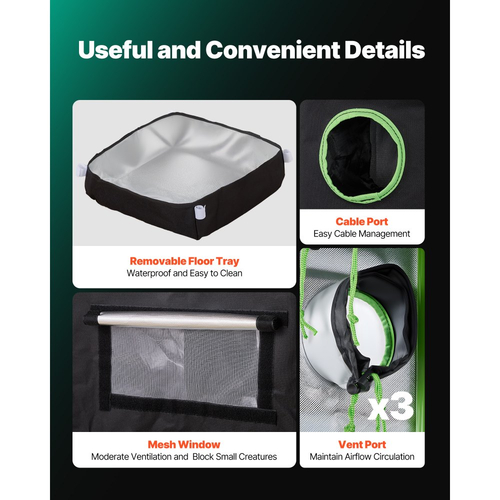 Σκηνή Εσωτερικής Καλλιέργειας VEVOR, 40 x 40 x 160 cm, 600D Υψηλής Ανακλαστικότητας Mylar, Σκηνή Εσωτερικών Φυτών με Παράθυρο Παρατήρησης, Δίσκο Δαπέδου & Φερμουάρ, Βαρέως Τύπου Σκηνές Καλλιέργειας για Φρούτα και Άνθη Λαχανικών