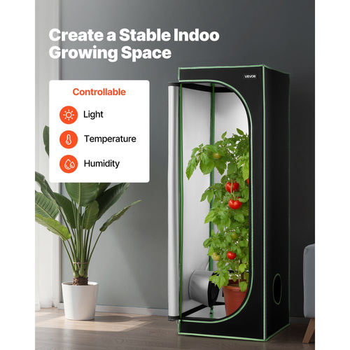 Σκηνή Εσωτερικής Καλλιέργειας VEVOR, 60 x 60 x 180 cm, 600D Υψηλής Ανακλαστικότητας Mylar, Σκηνή Εσωτερικών Φυτών με Παράθυρο Παρατήρησης, Δίσκο Δαπέδου & Φερμουάρ, Βαρέως Τύπου Σκηνές Καλλιέργειας για Φρούτα και Άνθη Λαχανικών