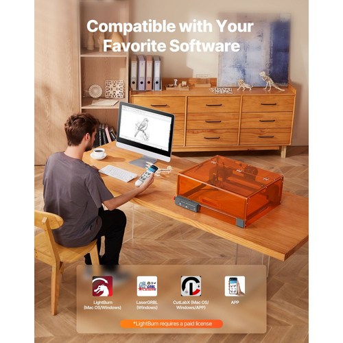 Χαρακτική μηχανή λέιζερ VEVOR, 10W, Μηχανή χάραξης και κοπής με περίβλημα, Μηχανή χάραξης λέιζερ κοπής, Περιοχή εργασίας 300 x 300 mm, 7000 mm/min, για ξύλο, δέρμα, γυαλί, ορισμένα μέταλλα, Κλάση 1