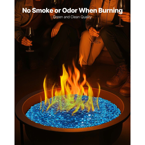 Πυρίμαχο γυαλί VEVOR, 9,0 kg ανθεκτικά σε υψηλές θερμοκρασίες τζάκια, ανακλαστικές χάντρες από γυαλί τζακιού 3/4 ίντσας / 19,05 mm, υψηλής στιλπνότητας πέτρινο διακοσμητικό τοπίου για τραπέζι τζακιού, μπλε της Καραϊβικής