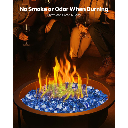 Πυροκρύσταλλο VEVOR, 10LBS / 4,5KG ανθεκτικά σε υψηλές θερμοκρασίες τζάκια, ανακλαστική και άκαπνη γυάλινη πέτρα τζακιού 1/4 ίντσας / 6,35 mm, πέτρα υψηλής στιλπνότητας για τραπέζι τζακιού, μπλε κοβαλτίου