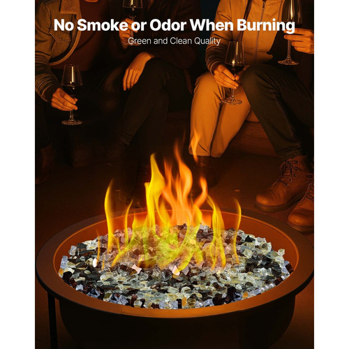 Πυρίμαχο γυαλί VEVOR, 10 λίβρες / 4,5 κιλά ανθεκτικά σε υψηλές θερμοκρασίες τζάκια, ανακλαστική γυάλινη πέτρα τζακιού 1/2 ίντσας / 12,7 mm, πέτρα υψηλής στιλπνότητας για τραπέζι τζακιού, χαλκός + διαφανές + χρυσός