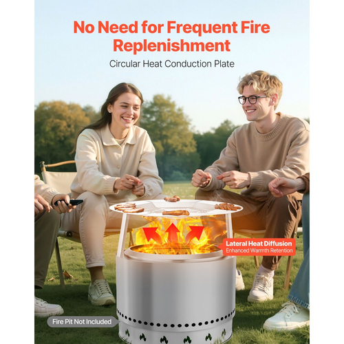 Εκτροπέας θερμότητας τζακιού VEVOR για σόμπα Yukon, στρογγυλή φωτιά 685,8 mm για τζάκι με ξύλα, διαχύτης θερμότητας από ανοξείδωτο ατσάλι 304, αποσπώμενο κάλυμμα καυστήρα, αξεσουάρ κατασκήνωσης