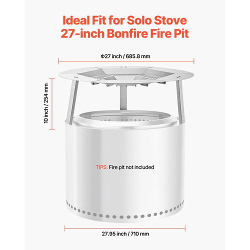 Εκτροπέας θερμότητας τζακιού VEVOR για σόμπα Yukon, στρογγυλή φωτιά 685,8 mm για τζάκι με ξύλα, διαχύτης θερμότητας από ανοξείδωτο ατσάλι 304, αποσπώμενο κάλυμμα καυστήρα, αξεσουάρ κατασκήνωσης
