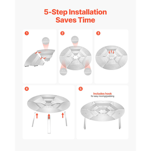 Εκτροπέας θερμότητας τζακιού VEVOR για σόμπα Yukon, στρογγυλή φωτιά 685,8 mm για τζάκι με ξύλα, διαχύτης θερμότητας από ανοξείδωτο ατσάλι 304, αποσπώμενο κάλυμμα καυστήρα, αξεσουάρ κατασκήνωσης