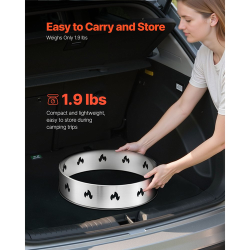 Βάση φωτιάς VEVOR για ατομική σόμπα, δαχτυλίδι φωτιάς 49,5 cm χωρίς καπνό, αξεσουάρ πλαισίου στήριξης τζακιού από ανοξείδωτο ατσάλι, φορητά εργαλεία στήριξης εξωτερικού χώρου για κάμπινγκ για τζάκι