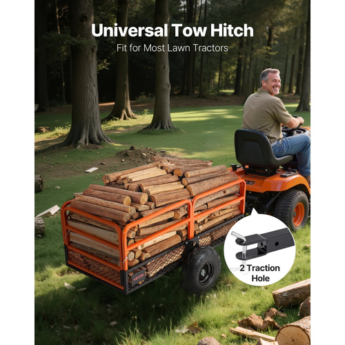 Τρέιλερ VEVOR Garden Utility, 22 κυβικά πόδια και 725 κιλά, Τρέιλερ ATV UTV, Ρυμουλκούμενα με ανατρεπόμενο χάλυβα, Αφαιρούμενο πίσω πάνελ, Ρυμουλκούμενα βαρέως τύπου με τράβηγμα πίσω από την αυλή για χλοοκοπτικό, τρακτέρ, απορρίμματα κήπου