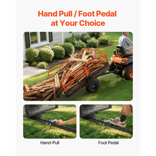 Τρέιλερ VEVOR Garden Utility, 22 κυβικά πόδια και 725 κιλά, Τρέιλερ ATV UTV, Ρυμουλκούμενα με ανατρεπόμενο χάλυβα, Αφαιρούμενο πίσω πάνελ, Ρυμουλκούμενα βαρέως τύπου με τράβηγμα πίσω από την αυλή για χλοοκοπτικό, τρακτέρ, απορρίμματα κήπου