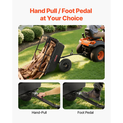 Τρέιλερ VEVOR Garden Utility, 10 κυβικά πόδια 227 κιλά, Τρέιλερ μεταφοράς ATV UTV, Καρότσι ρυμούλκησης πίσω από πολυαιθυλένιο με ελαστικά 16", Χειροκίνητο τράβηγμα ή ποδοκίνητο ποδοκίνητο ποδοκίνητο, Ρυμουλκούμενα βαρέως τύπου για χλοοκοπτικό, τρακτέρ, απορρίμματα κήπου