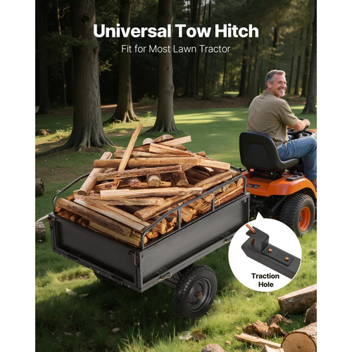 Τρέιλερ VEVOR Garden Utility, 10 κυβικά πόδια και χωρητικότητα 227 κιλών, Τρέιλερ μεταφοράς ATV UTV, Χαλύβδινο καρότσι ρυμούλκησης με ελαστικά 14", Χειροκίνητο τράβηγμα ή ποδοκίνητο ποδοκίνητο, Ρυμουλκούμενα βαρέως τύπου για χλοοκοπτικό τρακτέρ