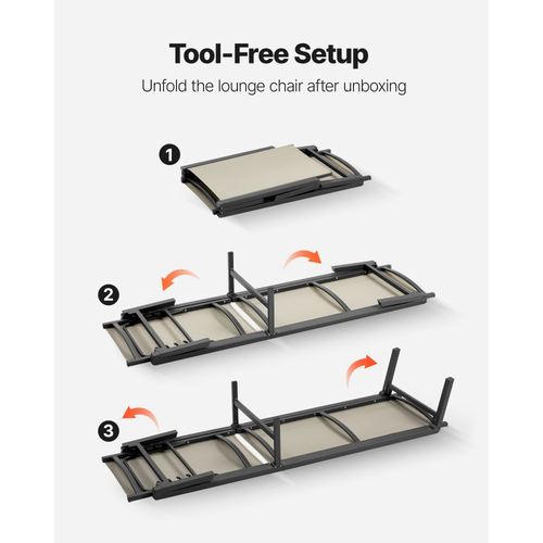 Σετ 2 πολυθρόνων εξωτερικού χώρου VEVOR, χωρητικότητας 181 kg, πτυσσόμενη καρέκλα μαυρίσματος, 5 ρυθμιζόμενες θέσεις, εύκολη συναρμολόγηση, πολυθρόνες πισίνας αλουμινίου με ανακλινόμενη πλάτη, για αυλή παραλίας και βεράντας