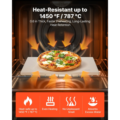 Πέτρα πίτσας VEVOR, ορθογώνια πέτρα πίτσας από κορδιερίτη 38 x 30 cm, πολύ μεγάλη πέτρα ψησίματος με ξύστρα, πάχους 15 mm ανθεκτικό στη θερμότητα κορδιερίτη, για φούρνο κουζίνας, ψήσιμο ψωμιού και πίτσας, ψήσιμο στη σχάρα BBQ