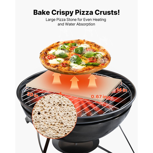 Πέτρα πίτσας VEVOR, ορθογώνια πέτρα πίτσας από κορδιερίτη 508 x 355 mm, πολύ μεγάλη πέτρα ψησίματος με ξύστρα PP, πάχους 17 mm ανθεκτικό στη θερμότητα κορδιερίτη, για φούρνο, ψήσιμο ψωμιού και πίτσας, ψήσιμο στη σχάρα BBQ