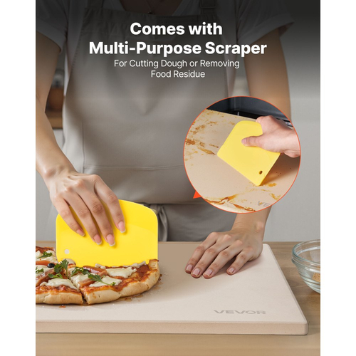Πέτρα πίτσας VEVOR, ορθογώνια πέτρα πίτσας από κορδιερίτη 508 x 355 mm, πολύ μεγάλη πέτρα ψησίματος με ξύστρα PP, πάχους 17 mm ανθεκτικό στη θερμότητα κορδιερίτη, για φούρνο, ψήσιμο ψωμιού και πίτσας, ψήσιμο στη σχάρα BBQ
