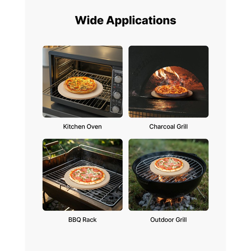 Πέτρα πίτσας VEVOR, στρογγυλή πέτρα πίτσας από κορδιερίτη 381 mm, πολύ μεγάλη πέτρα ψησίματος με φλοιό αλουμινίου, πάχος 17 mm ανθεκτικό στη θερμότητα κορδιερίτη, για φούρνο κουζίνας, ψήσιμο πίτσας, ψήσιμο στη σχάρα BBQ