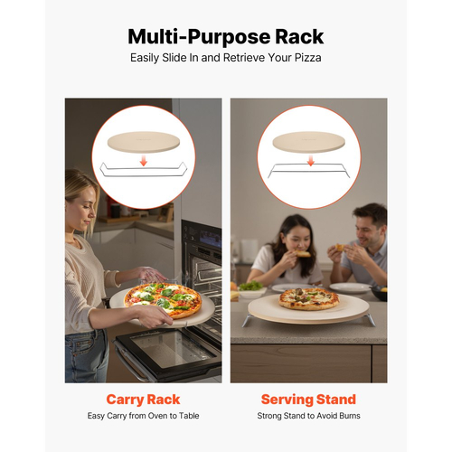 Πέτρα πίτσας VEVOR, στρογγυλή πέτρα πίτσας από κορδιερίτη 406 mm, πολύ μεγάλη πέτρα ψησίματος με ανθεκτική βάση, πάχος 17 mm ανθεκτικό στη θερμότητα κορδιερίτη, για φούρνο κουζίνας, ψήσιμο πίτσας, ψήσιμο στη σχάρα BBQ