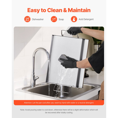 Πλάκα ψησίματος VEVOR από ανοξείδωτο ατσάλι, ορθογώνια πλάκα επίπεδης κορυφής 17x13 ιντσών, πλάκα ψησίματος αερίου για BBQ, Teppanyaki, φορητά οικιακά μαγειρικά σκεύη με λαβή, για κάμπινγκ και πάρτι