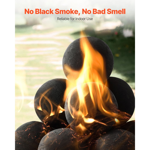 Κεραμικές μπάλες φωτιάς VEVOR, 100 mm 12 τεμάχια στρογγυλές πέτρες φωτιάς, επαναχρησιμοποιήσιμες πέτρες λάβας για εσωτερική και εξωτερική χρήση, διακοσμητικές πέτρες φωτιάς για τζάκι προπανίου/αερίου, σόμπα, αυλή, κάμπινγκ, μαύρες