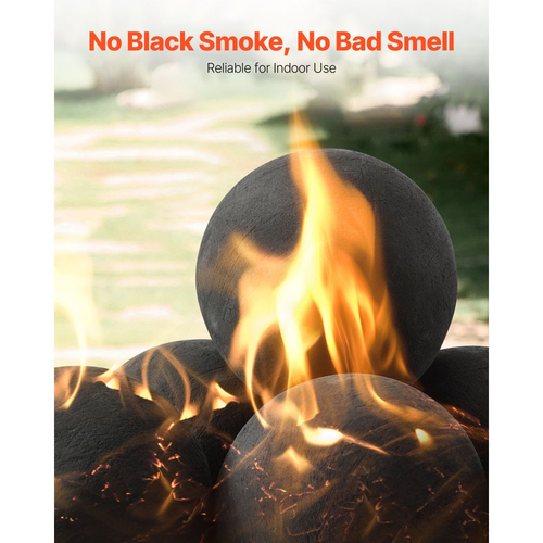 Κεραμικές μπάλες φωτιάς VEVOR, 125 mm 6 τεμάχια στρογγυλές πέτρες φωτιάς, επαναχρησιμοποιήσιμες πέτρες λάβας για εσωτερική και εξωτερική χρήση, διακοσμητικές πέτρες φωτιάς για τζάκι προπανίου/αερίου, σόμπα, αυλή, κάμπινγκ, μαύρες