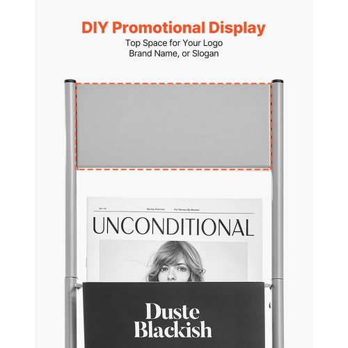 Βάση προβολής φυλλαδίων VEVOR, Βάση προβολής περιοδικών με 10 τσέπες, Φορητή επιδαπέδια βάση περιοδικών, Μεταλλικές θήκες καταλόγων εφημερίδων για κατάστημα, εκθέσεις, γραφείο, εμπορική έκθεση, ασημί