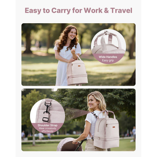 Σακίδιο πλάτης θηλάστρου VEVOR, τσάντα θηλασμού με παγοκύστη, κατάλληλο για S1/S2, αξεσουάρ άντλησης και αποθήκευση μητρικού γάλακτος, φορητή θήκη μεταφοράς θηλάστρου για εργασία, ταξίδια και οικογενειακή χρήση, ανοιχτό ροζ