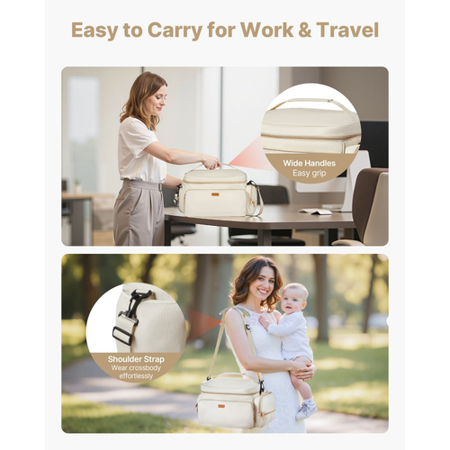 Τσάντα Θηλασμού VEVOR, Τσάντα Θηλασμού με Αδιάβροχο Χαλί, Κατάλληλη για S1/S2, Αξεσουάρ Άντλησης & Αποθήκευση Μητρικού Γάλακτος, Φορητή Θήκη Μεταφοράς Θηλασμού για Εργασία, Ταξίδια και Οικογενειακή Χρήση, Μπεζ