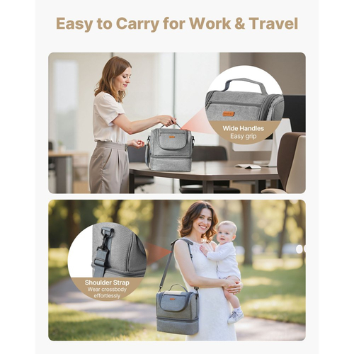 Τσάντα θηλασμού VEVOR, Τσάντα θηλασμού με παγοκύστη, Κατάλληλη για S1/S2, Αξεσουάρ άντλησης & Αποθήκευση μητρικού γάλακτος, Φορητή θήκη μεταφοράς θηλάστρου για εργασία, ταξίδια και οικογενειακή χρήση, Γκρι
