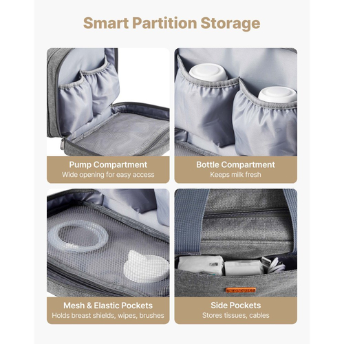 Φορητή τσάντα θηλάστρου VEVOR, τσάντα θηλασμού με παγοκύστη, κατάλληλη για M5/M6, αξεσουάρ άντλησης και αποθήκευση μητρικού γάλακτος, φορητή θήκη μεταφοράς θηλάστρου για εργασία, ταξίδια και οικογενειακή χρήση, γκρι