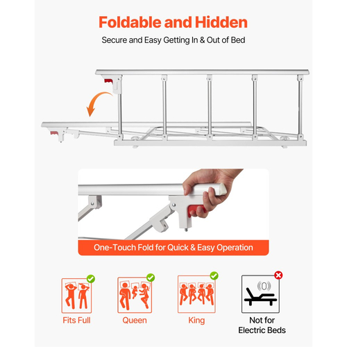 Πτυσσόμενο κάγκελο κρεβατιού VEVOR για ηλικιωμένους, 122 cm βοηθητικό κάγκελο κομοδίνου με ιμάντα στερέωσης, ρυθμιζόμενο ύψος μπαστούνι κομοδίνου, μεταλλική μπάρα κρεβατιού υψηλής αντοχής για ηλικιωμένους, χειρολαβή για κρεβάτια King, Queen, Full, Twin
