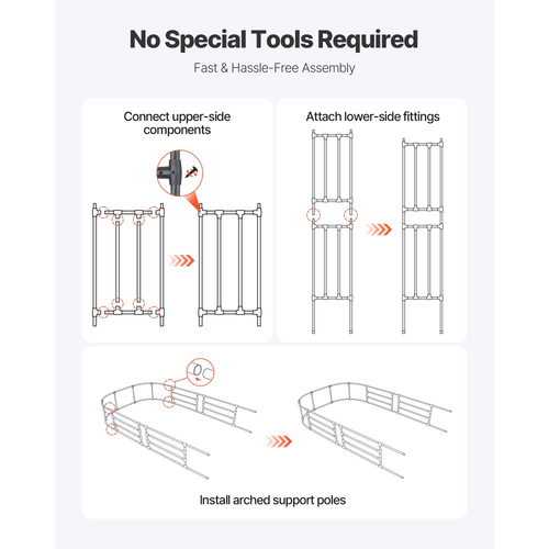VEVOR Κληματαριά Κήπου, 2,4 (Υ) x 1,5 (Π) x 0,4 (Β) μ. Μεταλλική Αψίδα, Ανθεκτική Αψίδα Εξωτερικού Χώρου με Πέργκολα και Πασσάλους, Εύκολη Συναρμολόγηση, Κληματαριά Πέργκολας για Αναρρίχηση Φυτών, Κήπο, Γκαζόν, Γαμήλιο Γάμο, Γάμος, Πάρτι