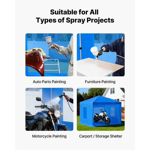 Φορητή σκηνή βαφής VEVOR, φορητή σκηνή ψεκασμού γκαράζ 2930 x 2930 x 1810mm, αδιάβροχη θήκη ψεκασμού με πτυσσόμενο πλαίσιο και 2 πλευρικά παράθυρα από πλέγμα για ανταλλακτικά αυτοκινήτων, έπιπλα, μοτοσικλέτα