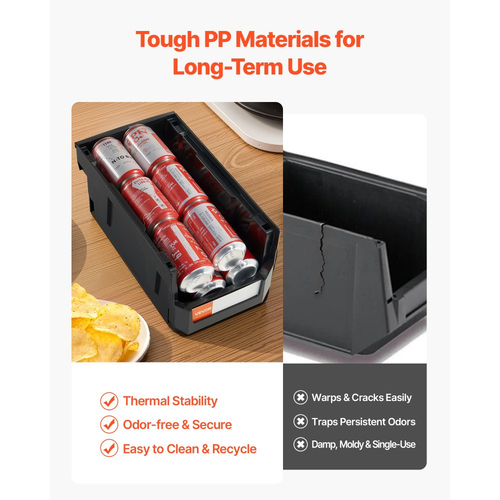 Πλαστικοί κάδοι αποθήκευσης VEVOR που στοιβάζονται, 37,7 x 21,5 x 18 cm (συσκευασία των 12), Πλαστικά δοχεία για οργάνωση και αποθήκευση σε κάδους γκαράζ, μικρά εξαρτήματα, είδη γραφείου, άλλα αξεσουάρ, μαύροι και διαφανείς