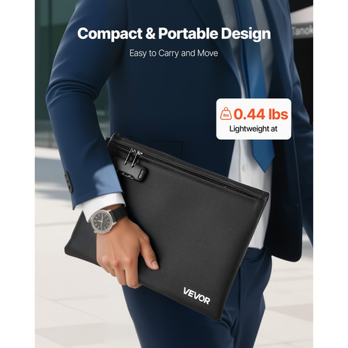 Πυρίμαχη τσάντα εγγράφων VEVOR, θερμομονωτική πυρίμαχη και αδιάβροχη τσάντα 1000 ℃ με κλειδαριά, φορητή αποθήκευση αρχείων, οργάνωση ασφαλείας, οικιακό γραφείο, χρήση ταξιδιού, για διαβατήρια, σημαντικά έγγραφα και αρχεία