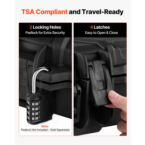 Θήκη σκληρού τυφεκίου VEVOR, θήκη τυφεκίου με κλειδαριά και προκομμένους αφρούς, αποθήκευση όπλου 1016 mm με ρόδες, IP67 αδιάβροχη και ανθεκτική στη σκόνη κινητή μεγάλη αποθήκευση πιστολιού για τυφέκια, κυνηγετικά όπλα, όπλα Airsoft, μαύρη