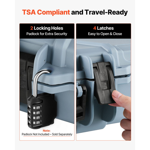 Θήκη σκληρού τυφεκίου VEVOR, θήκη τυφεκίου με κλειδαριά και προκομμένους αφρούς, κινητή αποθήκευση όπλου 1066 mm με ρόδες, αδιάβροχη και ανθεκτική στη σκόνη αποθήκευση πιστολιού IP67 για τυφέκιο, κυνηγετικό όπλο, όπλο Airsoft, γκρι