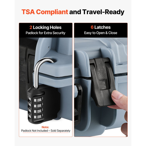 Θήκη σκληρού τυφεκίου VEVOR, θήκη τυφεκίου με κλειδαριά και προκομμένους αφρούς, κινητός χώρος αποθήκευσης όπλου 1270 mm με ρόδες, αδιάβροχη και ανθεκτική στη σκόνη αποθήκευση πιστολιού IP67 για τυφέκιο, κυνηγετικό όπλο, όπλο Airsoft, γκρι