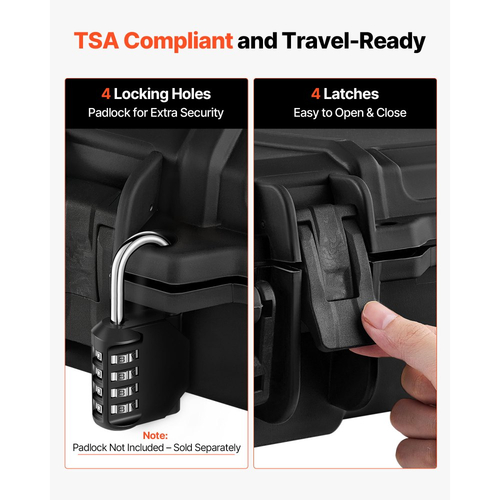 Θήκη σκληρού τυφεκίου VEVOR, θήκη τυφεκίου με κλειδαριά και 4 στρώσεις προκομμένου αφρού, αποθήκευση όπλου 914 mm με ρόδες, αδιάβροχες και ανθεκτικές στη σκόνη θήκες αποθήκευσης πιστολιών IP67 για τυφέκια, κυνηγετικά όπλα, όπλα Airsoft, μαύρη