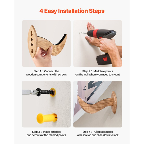 Βάση τοίχου για σανίδες του σερφ VEVOR, Οριζόντια βάση για αποθήκευση και προβολή σανίδων του σερφ, Ξύλινη βάση οργάνωσης σανίδων για τον τοίχο, Βάση στήριξης σανίδων του σερφ ιδανική για wakeboard, snowboard, kiteboard, shortboard, σκι