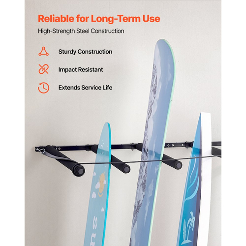 Βάση τοίχου για σανίδες του σερφ VEVOR, 5 επίπεδα για κάθετη βάση για αποθήκευση και προβολή, ρυθμιζόμενη μεταλλική βάση οργάνωσης σανίδων με σφουγγάρι, βάση στήριξης σανίδων για σνόουμπορντ, kiteboards, κοντοσανίδα