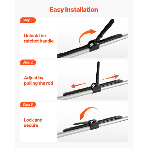 Μπάρα Φορτίου VEVOR, Μπάρα Φορτίου με Καστάνια Ρυθμιζόμενη από 1499mm έως 1854mm, Σταθεροποιητής Φορτίου από Βαρύ Τύπο με Αντιολισθητικά Πέλματα, Τηλεσκοπικές Μπάρες Ασφαλείας Φορτίου για Φορτηγό