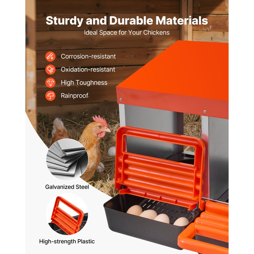 VEVOR Κουτιά φωλιάς κοτόπουλων 2 επιπέδων, 10 διαμερίσματα, μεταλλικά κουτιά ωοτοκίας αυγών με προστατευτικά καπάκια συλλογής, τυλιγόμενο κουτί φωλιάς, εύκολο στη συναρμολόγηση, ιδανικό για κότες, πάπιες, κοτόπουλα και άλλα πουλερικά